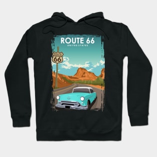 Route 66 Vintage Retro American Travel Poster Hoodie